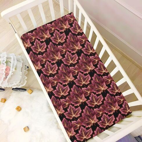 Fitted Crib Sheet Shining Maple Print Breathable Pack N Play Playard Sheets 52x28 inch Baby Mattress for Toddler in Saudi Arabia