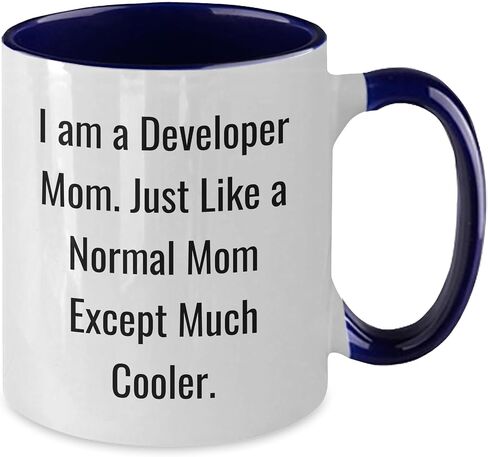 Developer Mom's Two Tone Coffee Mug, Funny Quote, Birthday Unique Gift from Family to Friends in Saudi Arabia