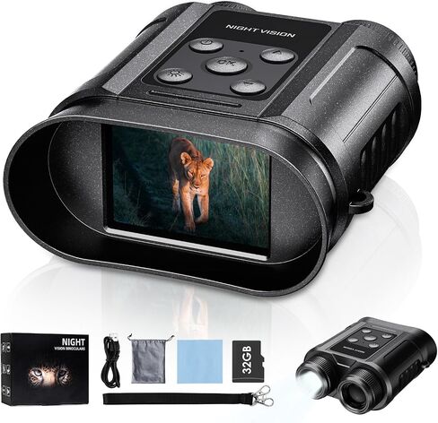 Night Vision Goggles,Compact Night Vision Binoculars,32GB Card Included, Photo/Video Capture,Outdoor tools for Education, Wildlife Watching,gifts for Boy, gifts for Men, gifts for Father (Pearl Black) in Saudi Arabia