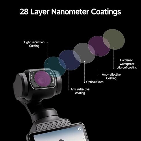 مجموعة مرشحات DJI Osmo Pocket 3 ND/CPL 4 في 1 (ND2-32 + ND64-512 + CPL + 1/4 Black Mist) Pro Osmo Pocket 3 ملحقات للفيديو السينمائي ومدونات الفيديو وصناعة أفلام السفر in Kuwait