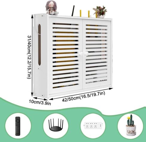 Wall-Mounted Router Storage Box, WiFi Set-Top Box Organizer with Cable Management, No-Drill Installation, PVC Shelf for Wireless Router & TV Components(42x10x50cm) in Saudi Arabia