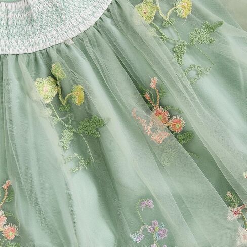 Baby Girl Tulle Tutu Romper Dress Flower Embroidery Short Sleeve Fairy Smocked Dresses Party Princess Sundress in Saudi Arabia