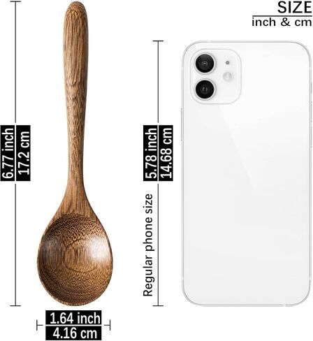 4 PCS Wooden Spoons for Honey, 6.7 inch Small Wooden Spoons - Terrific for Tea, Coffee & Soup, Little Wood Serving Table Spoon Set, Bulk Bamboo Teaspoon for Eating with Unique Design in Kuwait