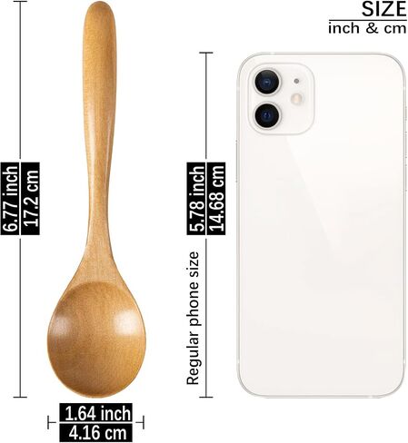 4 PCS Wooden Spoons for Honey, 6.7 inch Small Wooden Spoons - Terrific for Tea, Coffee & Soup, Little Wood Serving Table Spoon Set, Bulk Bamboo Teaspoon for Eating with Unique Design in Kuwait