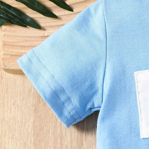 Toddler Baby Boy Clothes Dinosaur Embroidered Print Short Sleeve T-Shirt Elastic Striped Shorts Set 2 Piece Summer Outfits in Kuwait