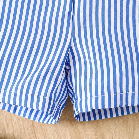 Toddler Baby Boy Clothes Dinosaur Embroidered Print Short Sleeve T-Shirt Elastic Striped Shorts Set 2 Piece Summer Outfits in Kuwait