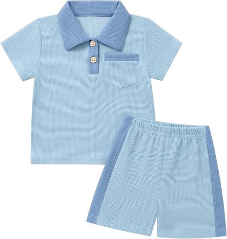 طفل طفل طفل رضيع الملابس الصيفية بويز زر القمصان القصيرة البولو القمصان غير الرسمية in Kuwait