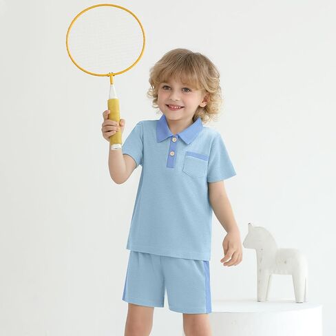 طفل طفل طفل رضيع الملابس الصيفية بويز زر القمصان القصيرة البولو القمصان غير الرسمية in Kuwait