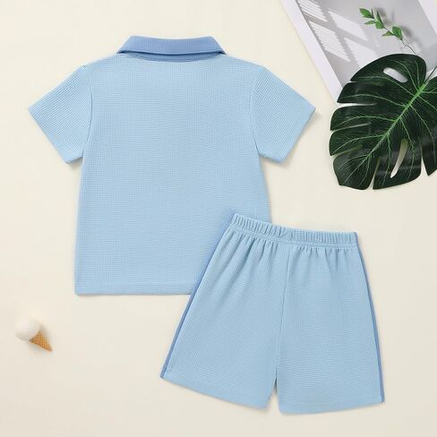 طفل طفل طفل رضيع الملابس الصيفية بويز زر القمصان القصيرة البولو القمصان غير الرسمية in Kuwait