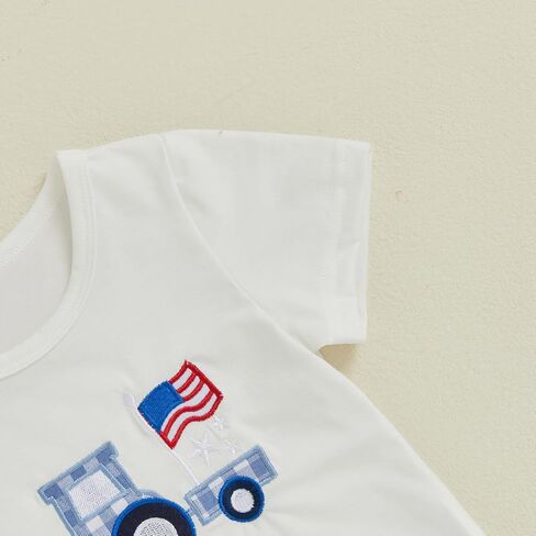 Toddler Baby Boy 4th of July Outfit Embroidery Short Sleeve T-shirt with Shorts Set Independence Clothes in Saudi Arabia