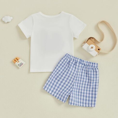 Toddler Baby Boy 4th of July Outfit Embroidery Short Sleeve T-shirt with Shorts Set Independence Clothes in Saudi Arabia