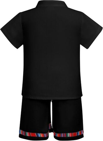 Obeeii Toddler Baby Boys Clothes مجموعة مكسيكية قصيرة الأكمام الزر أسفل القميص + شورتات Cinco de Mayo Fiesta 2 قطع in Saudi Arabia