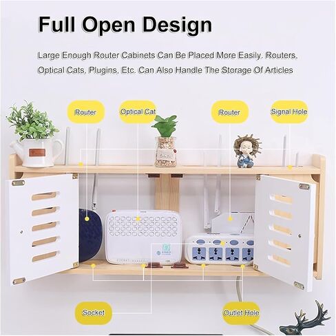 الجدار جبل جهاز التوجيه رف WiFi Box Hider تزين للمنزل قطاع الشريط الحامي WiFi مربع تخزين (E 75x26.5x11.5cm) in Kuwait
