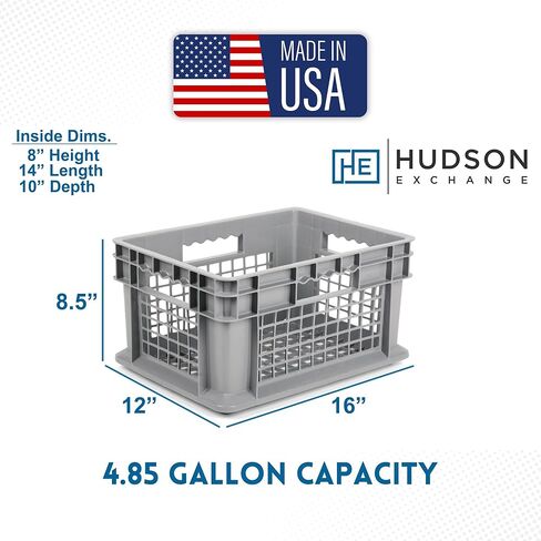 Hudson Exchange 12 x 16 x 8" (4 Pack) Mesh Straight Wall Handled Storage Container Tote, Gray in Kuwait