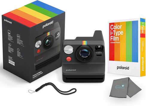 Polaroid Now 3rd Generation i-Type Instant Camera + 8 i-Type Color Film Bundle, Black, Polaroid Camera Bundle with a Lumintrail Lens Cleaning Cloth in Saudi Arabia