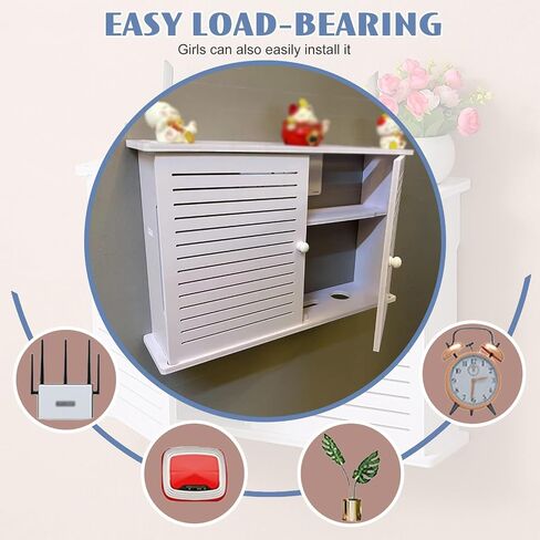 WiFi Router Storage Boxes Wall Mounted, Multi-Function Set-top Box Rack WiFi Router Modem Cable Power Plug Wire Storage Boxes with Door, Keep The Wiring Neat,42x10x31cm in Saudi Arabia