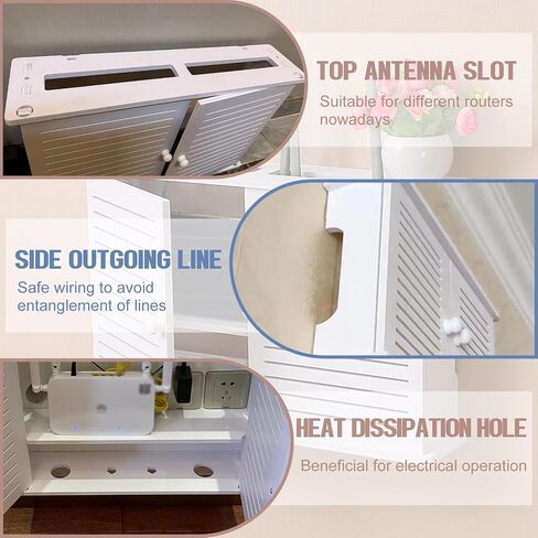 Router Storage Box Router Fences WiFi Wall Hanging Multimedia Decorative Cover Wall Shelf Home Wall Container,42x10x31cm in Saudi Arabia