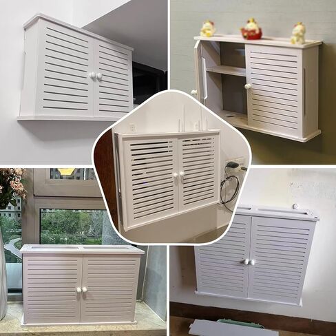Router Storage Box Router Fences WiFi Wall Hanging Multimedia Decorative Cover Wall Shelf Home Wall Container,42x10x31cm in Saudi Arabia