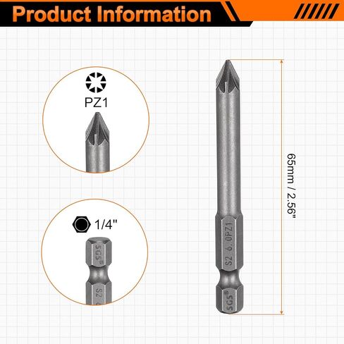 Harfington PZ1 مفك البراغي بت 1/4 "Hex Shank 65mm/2.56" الطول فيليبس المغناطيسي البتات السداسية S2 in Saudi Arabia