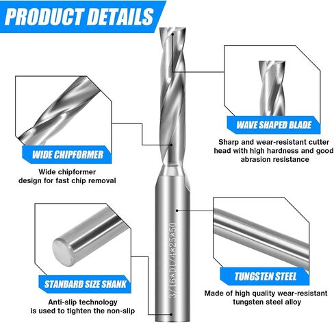 1/8" Flat Bottom Drill Bits, 2Pcs Solid Carbide Drill Bits, Tungsten Drill Bit Set, Metal Drill Bit Set for Hardened Stainless Steel Steel Cast Iron Alloy Copper, High Precision CNC Jobber Drill Bits in Saudi Arabia