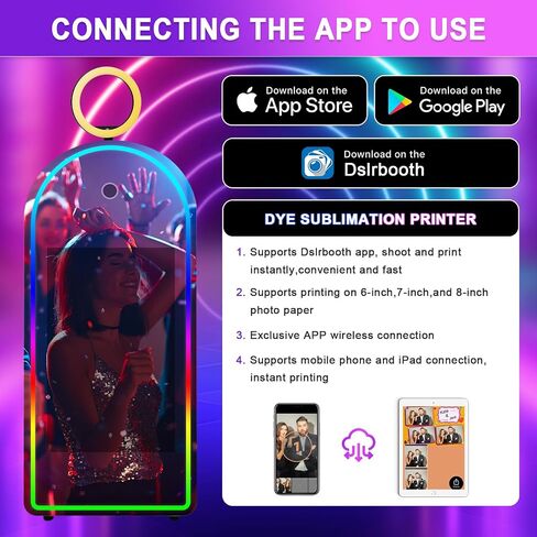 Mirror Photo Booth for Camera Selfie Station Photobooth Shell Stand Machine with Touch Screen and Software Control LCD Screen with RGB Light & Flight Case for Events Rental in Saudi Arabia