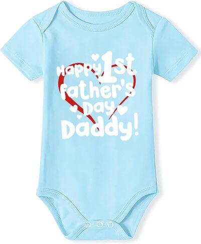 TMSD Unisex Baby 1st Father's Day Short Sleeve Cotton Rompers Onesie Bodysuit 0-12 Months in Kuwait