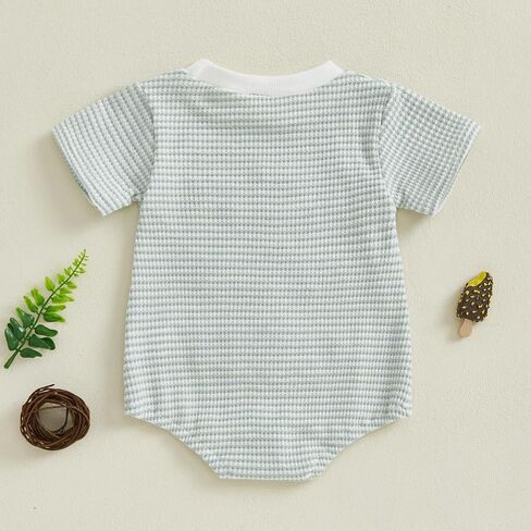 Muasaaluxi Newborn Baby Boy Summer Clothes Short Sleeve Fishing Embroidery Romper Stripe Bodysuit One Piece Jumpsuit in Saudi Arabia