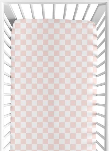 Sweet Jojo Designs Fitted Baby Crib Sheets (Pink Gingham Checkered) for Girls, Infant Nursery, Toddler Room - Standard Size (Neutral, Plaid, Vintage, Modern, Check, Blush & White, Geometric, Retro) in Saudi Arabia