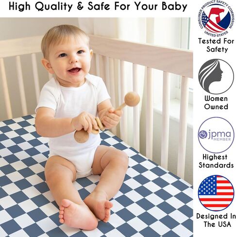 Sweet Jojo Designs Fitted Baby Crib Sheets (Pink Gingham Checkered) for Girls, Infant Nursery, Toddler Room - Standard Size (Neutral, Plaid, Vintage, Modern, Check, Blush & White, Geometric, Retro) in Saudi Arabia