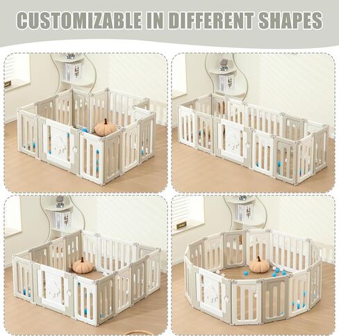 Baby Play Pen - 14 Panels Extra Large Playpen for Toddlers, Foldable UFO, Adjustable Play Yard, Portable Fence - Grey in Saudi Arabia