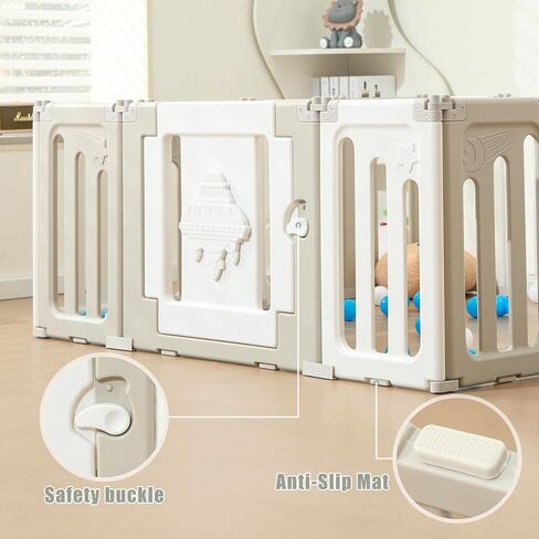Baby Play Pen - 14 Panels Extra Large Playpen for Toddlers, Foldable UFO, Adjustable Play Yard, Portable Fence - Grey in Saudi Arabia