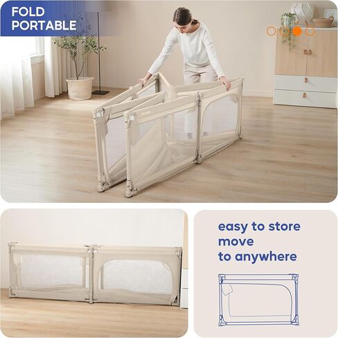 Sweeby Baby Playpen, 79x71 Inch Foldable Playpens for Babies and Toddlers with Gate, Extra Large Playpen with Door Play Yard for Baby Fence Indoor and Outdoor Portable Play Pen,Light Khaki in Kuwait