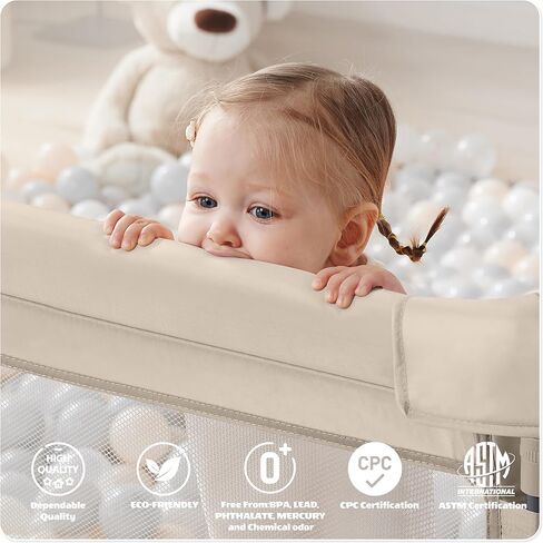 Sweeby Baby Playpen, 79x71 Inch Foldable Playpens for Babies and Toddlers with Gate, Extra Large Playpen with Door Play Yard for Baby Fence Indoor and Outdoor Portable Play Pen,Light Khaki in Kuwait