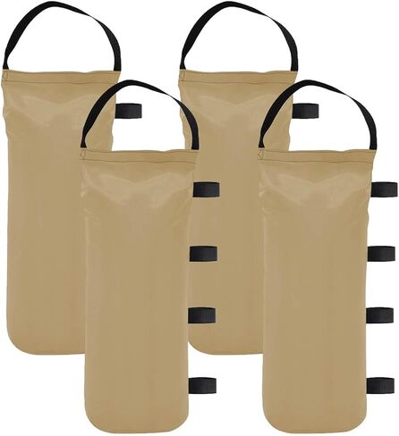 112 LBS Canopy Weights Sand Bags, 4-Pack Side Strap Sandbags for Canopy Outdoor Advertising Tent Sunshade Fixed Windproof Pop up Canopy Tent (Black-Yellow Straps) in Saudi Arabia