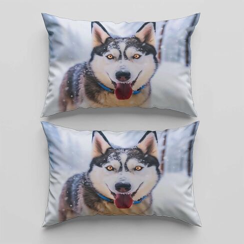 Toddler Reversible Duvet Cover 2 Pieces Animal Snow Dog, Soft Brushed Microfiber Bedding Set 40 X 60 Inches for Kids & Adults, Light Blue Comforter Cover with Zipper Closure & 1 Pillow Shams in Saudi Arabia