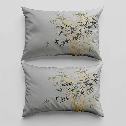Gray Reversible Duvet Cover Toddler, Ink Wash Bamboo Comforter Cover, 2 Pieces Super Soft Bedding Set 40 X 60 Inches, with Zipper Closure & 1 Pillow Shams 20 X 30 Inches in Kuwait