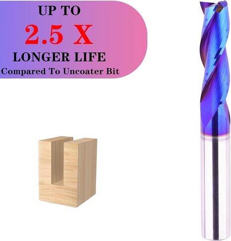 3/8 inch Shank Spiral CNC Router Bits Solid Carbide End Mill 3 Fluter Up Cut with NACO Blue Coated for Grooving Slots Mortises and Wood Carving in Kuwait