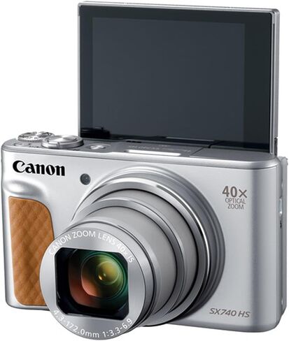 Canon PowerShot SX740 HS Digital Camera (Silver) with 128GB Memory Card + Tripod + Cleaning Kit + Accessory Bundle (Renewed) in Saudi Arabia