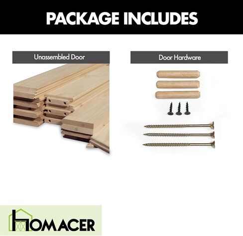 Homacer 5-in-1 Design Solid Natural Pine Wood Barn Door, 20in Wide 84in High, Unfinished and Unassembled, with Pre-drilled Holes for Easy Assemble and Pre-routed Floor Guide Groove, Interior Only in Saudi Arabia