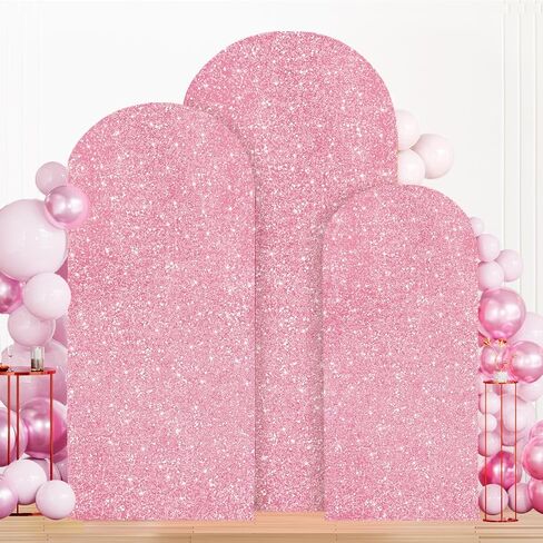 MODFUNS Metal Arch Backdorp Stand and Cover Set 6&6.6&7.2ft Gold Sequins Arch Backdrop Cover Set of 3 Golden Arched Backdrop Stand Wedding Arch Frame for Birthday Party Banquet Decoration in Kuwait
