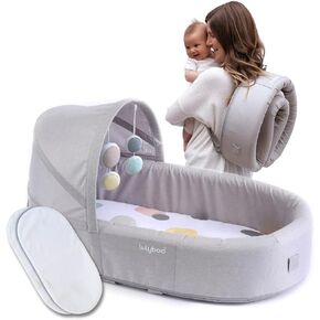 Lulyboo Premium Play Lounge for Newborn, Infant - Bubble Baby Nest Lounge - Gray Indoor/Outdoor Cuddle & Play Launch