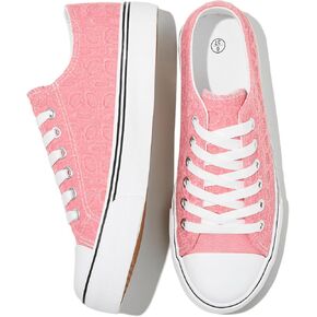 HYPOCRUTE Womens White Tennis Shoes Embroidered Flower Low Top Women Canvas Shoes Women’s Fashion Sneakers