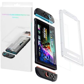 Reinforced Glass Film for Switch 2 [1-piece set] with installation aid easy to apply High transparency high touch sensitivity 9H hardness Anti-fingerprint anti-bubble anti-impact