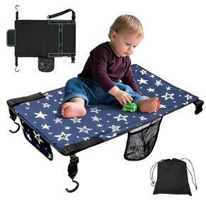 Toddler Airplane Bed, Soft Airplane Seat Extender for Kids, Baby Flight Portable Bed with Fasten Hook and Insert, Airplane Travel Essentials Kids, Anti-Slip - Plain, Light Gray
