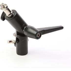 180° Adjustable Multi-Angle Light Stand Adapter with LED Panel Mount, 1/4" and 3/8" Threaded Screw on ⅝" Stud, Angle Adjustment Knob