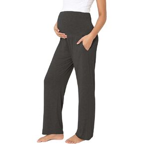 Maternity Pants for Women Loose Pregnancy Pants Lounge Pajama Bottoms Soft Comfy Wide Leg Trousers with Pockets