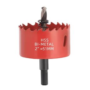 2 Inch (51mm) HSS Bi-Metal Hole Saw Drill Bit - Hole Saw Kit with Arbor for Wood, Plastic, Drywall, Metal Sheets & Ceiling Tiles - Includes Anti-Slip Pilot Bit for Secure Drilling