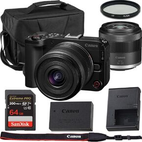 Canon EOS R50 V Mirrorless Camera with RF-S 14-30mm f/4-6.3 is STM PZ Lens + 64 GB Memory + Camera Case + UV Filter & More (11pc Bundle)