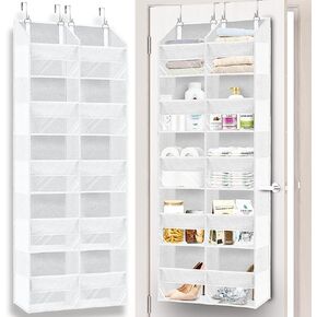 White Over The Door Organizer 5 Tiers, Extra Large Behind Door Storage of 10 Compartments, 80 lbs Weight Capacity Over The Door Storage, Hanging Organizer for Closet, Diaper Organizer