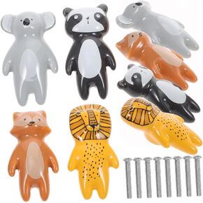 HOMSFOU 8pcs Cute Animal Cabinet Knobs for Boys and Girls Rooms Drawer Pulls Featuring Lion Easy Installation for Wardrobe Dresser Handles